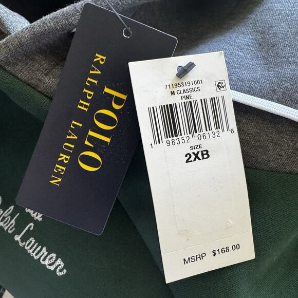 New Polo Ralph Lauren Color-Blocked Double Knit Hoodie Mens 2XB Big & Tall NWT - Picture 13 of 14